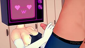 tv woman strips bikini for hentai toilet action