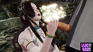 Just met this Chinese-style netizen with big 3D tits outdoors