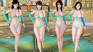Sensual thong-wearing Yuri and her sexy friends