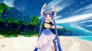 stheno hentai dance! undressing on beach with small tits mmd 3d