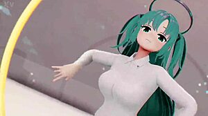 Blue-haired teen Yuuka's sexy undressing