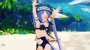 stheno hentai dance! undressing on beach with small tits mmd 3d