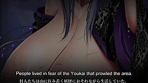 Yokai beauty dominates man in public square sex scene