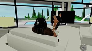 Thick plastic hoe gets pounded hard and filled up in Roblox Brookhaven