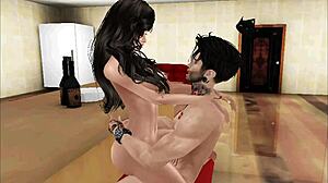 Foxy vixen craves hot IMVU men in wild action