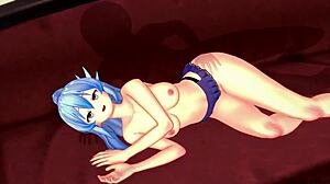 Konosuba Aqua rides hard in living room for creampie load