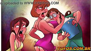 Hey, busty milf, scared of horror movie in Os Sacanas?