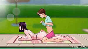 Sexy neighbor gives poolside foot rub