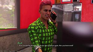 Pierced blue-haired college girl with huge tits loves me in this scene!