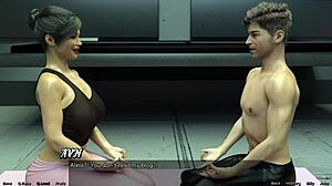 stranded in space 93 - steamy kissing session with huge boobs brunette milf