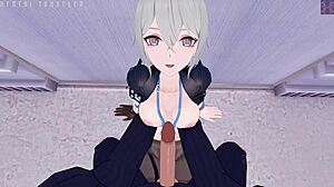 Cartoon porn with fantasy theme featuring Bronya as a subservient character