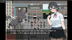 Magical girl with big breast in an exhibition game