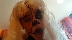 Black and white Halloween costumes and rough fucking in anime and cartoon