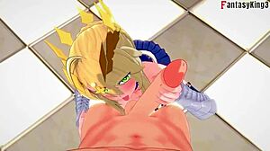 artoria pendragon giving a wild blowjob in zero stay night fantasy