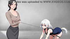 Femboy training with leg straps