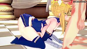 artoria pendragon giving a wild blowjob in zero stay night fantasy