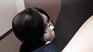Hey, can a young guy handle this seductive big-chested woman in a wild manga cafe battle?