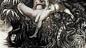 Vintage erotic drawings showcase sensual retro charm in bold style