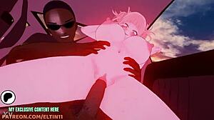 Big black dick fills up petite tits in rough ride