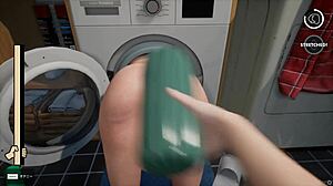 Mom Stuck in Washing Machine for Wild Hentai Game Action. Unbelievable!