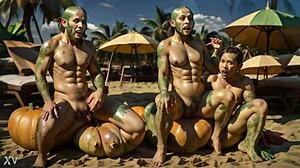 Animated porn with big tits and anal sex in a tropical setting