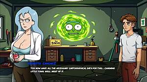 Demoniums parody hentai game ep 4 shows Rick and Morty in wild orgy house