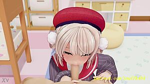 Novr mmd uimama performs a blowjob in 3d hololive hentai