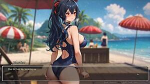 Exhib Couple Blurs Walls at Beach in Hentai Game