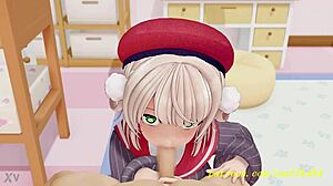 Novr mmd uimama performs a blowjob in 3d hololive hentai
