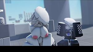 Cartoon porn with Roblox avatars in rough scenes
