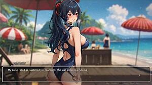 Exhib Couple Blurs Walls at Beach in Hentai Game