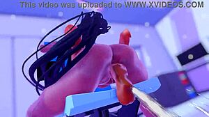 カリン stands bare in a stunning 3d cartoon anime scene, revealing every detail in a bold display. Her presence captivates!