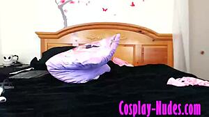 So thrilled by sexy cosplay girl stripping it all down