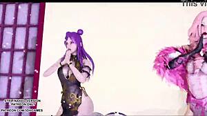 Mmd Tougen Renka Erotic Dance with Ahri Kaisa Seraphine Uncensored Hentai