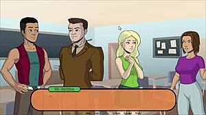 Visual novel-style adult cartoon with dating sim elements