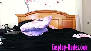 So thrilled by sexy cosplay girl stripping it all down