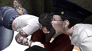 black man in second life dominates two white cop women