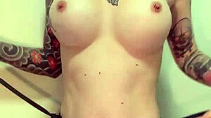 less is more: skinny girlfriend flashes big tits in seductive striptease