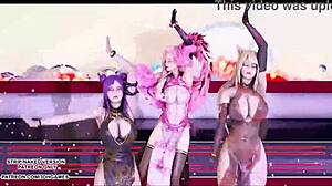 Mmd Tougen Renka Erotic Dance with Ahri Kaisa Seraphine Uncensored Hentai