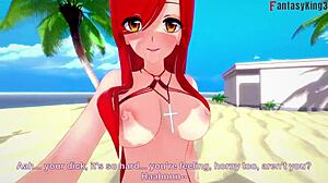 Parasoul Bikini Ahegao Action On Beach With Free POV From Skullgirls Fantasyking3.