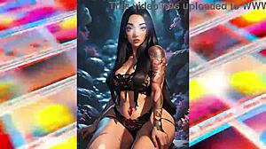 Voluptuous anime babes dominate the street in 3D