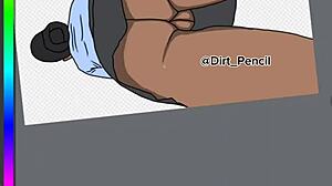 digital drawing of schoolgirl in uniform with upskirt view from behind