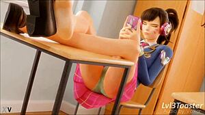 SFM animation with DVA in Overwatch costume