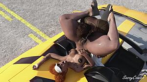 Thick ghetto girl rides BBC in yellow Lamborghini