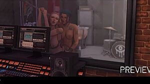 Horny groupie goes nuts for shemale drummer action