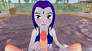 Raven in a bikini fucks hard in an intense scene