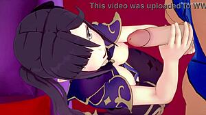 mona genshin plans some steamy handjobs on the love hotel bed in hentai