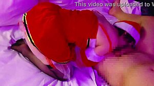 christmas cosplay girl's tongue is too damn erotic, couldn't resist sucking her, ugh