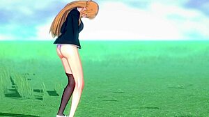 hentai asuna yuuki solo outside: daring or shy?