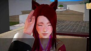 Min nye familie 302 viser en rødhåret i vilde anime spil scener